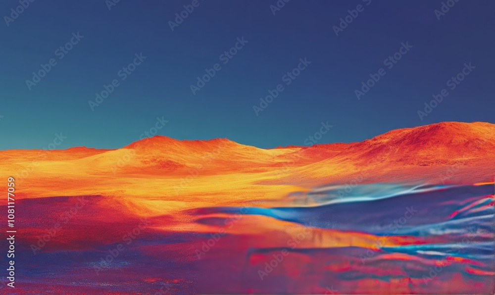 Heatmap of a desert landscape, with intense reds and oranges marking the hottest areas and cooler blues in the shaded or elevated regions Heatmap of a desert landscape, with intense reds and oranges marking the hottest areas and cooler blues in the shaded or elevated regions