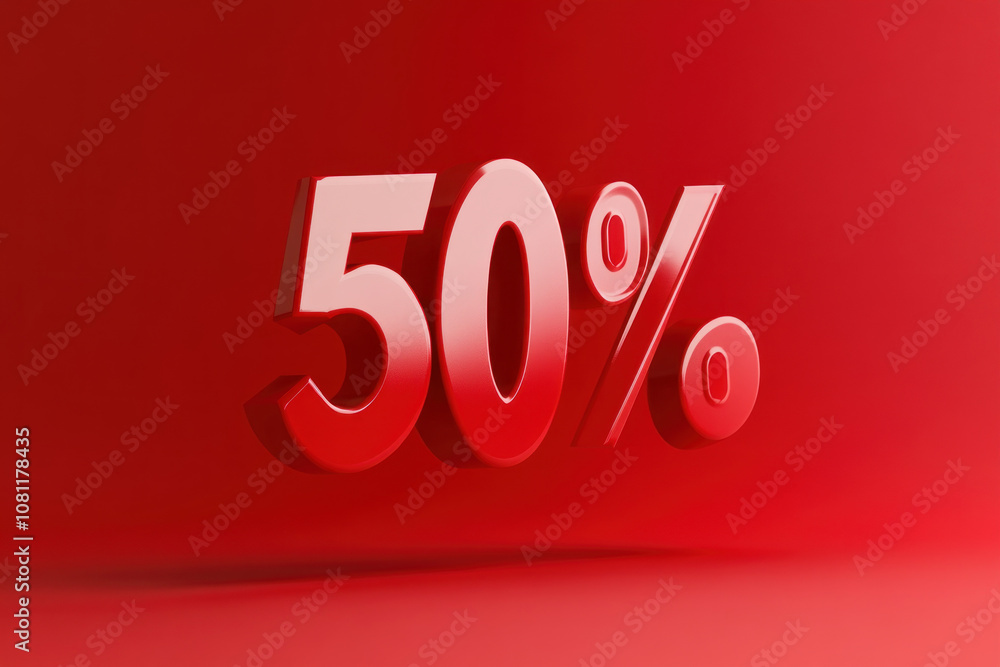 50% sign on red background, emphasizing half completion or halfway point. Bold contrast and clear message, ideal for marketing or educational content. 50% sign on red background, emphasizing half completion or halfway point. Bold contrast and clear message, ideal for marketing or educational content.