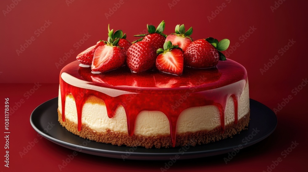 Strawberry Topped Cheesecake with Red Glaze Strawberry Topped Cheesecake with Red Glaze