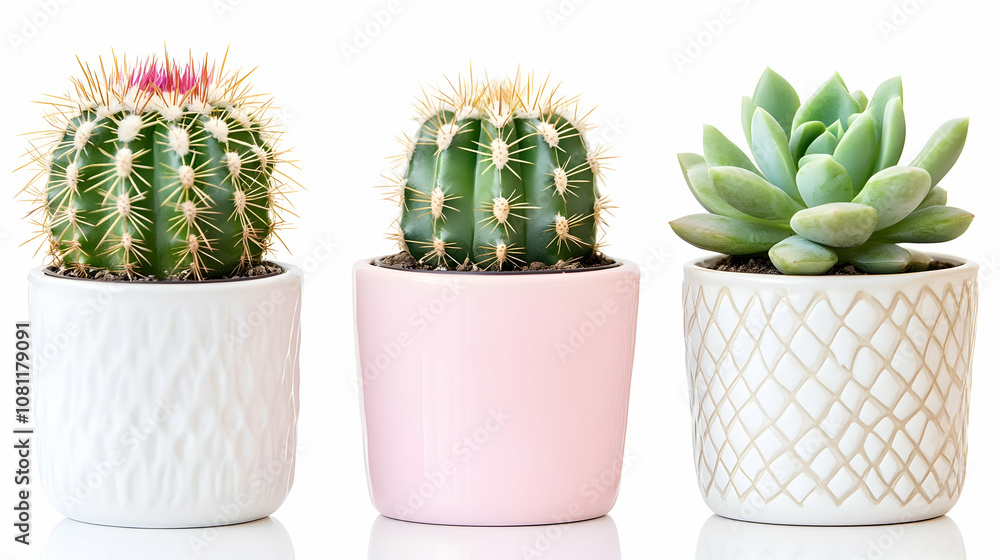 Three Succulents in Stylish Pots, cacti, cactus, echeveria, plants, potted plants Three Succulents in Stylish Pots, cacti, cactus, echeveria, plants, potted plants