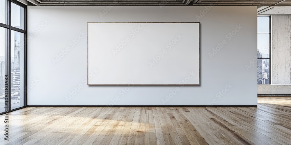 Blank poster frame in a modern office with concrete walls Blank poster frame in a modern office with concrete walls