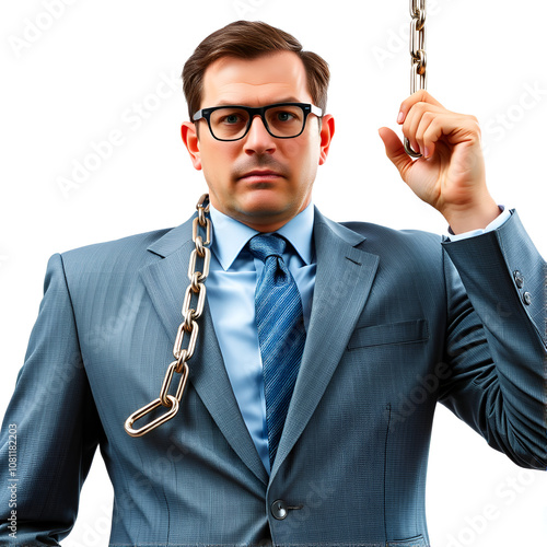 Businessman with chain isolated on the white photo