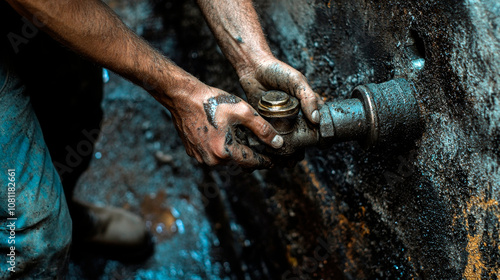 Wallpaper Mural Plumber Unscrewing a Pipe for Repair Torontodigital.ca