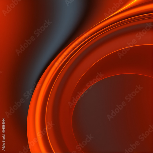 Curved Abstraction in Dark Orange, Glassy Effects, Smooth Lines, Ultrafine Detail, Mars Ravelo Inspiration, Sky-Blue and Black Elements photo