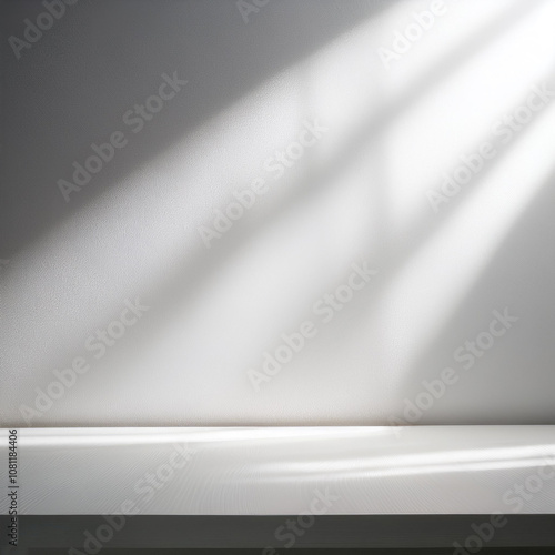 Empty white background for product presentation with beautiful lights and shadows