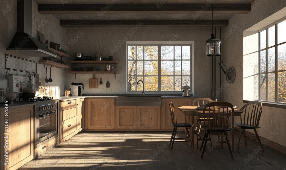 Kitchen and dining room interior Kitchen and dining room interior