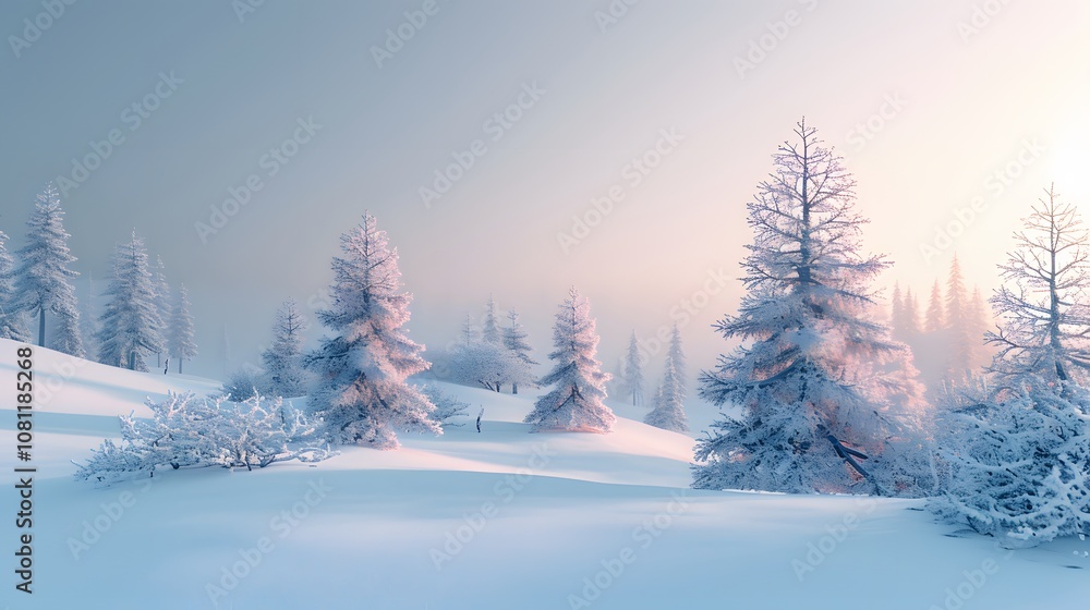 A 3D visualization of a minimalist winter landscape AI generated illustration A 3D visualization of a minimalist winter landscape AI generated illustration