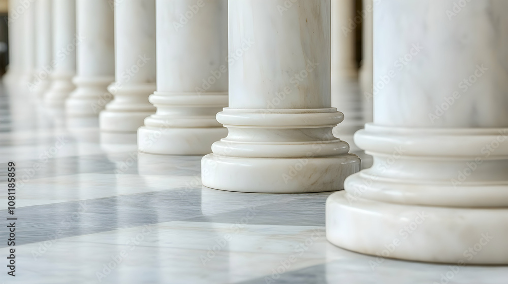 Elegant Marble Columns in a Classic Building, pillars, architecture, interior design, classical architecture, white marble
