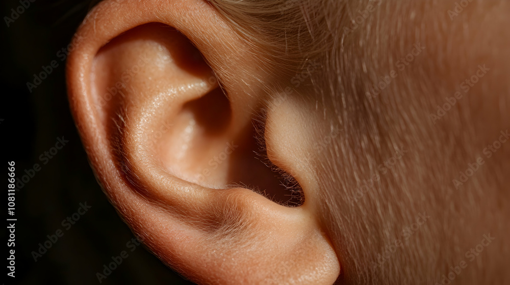 Fototapeta premium Close-up of a Human Ear, anatomy, detail, macro, skin, texture