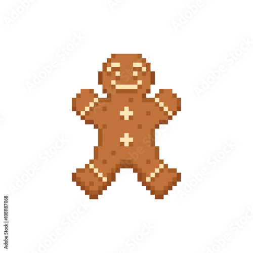 Pixel gingerbread Men.
Pixel design embroidery Isolated on a white background