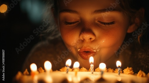 Wallpaper Mural A Little Girl Blowing Out Candles on a Birthday Cake Torontodigital.ca