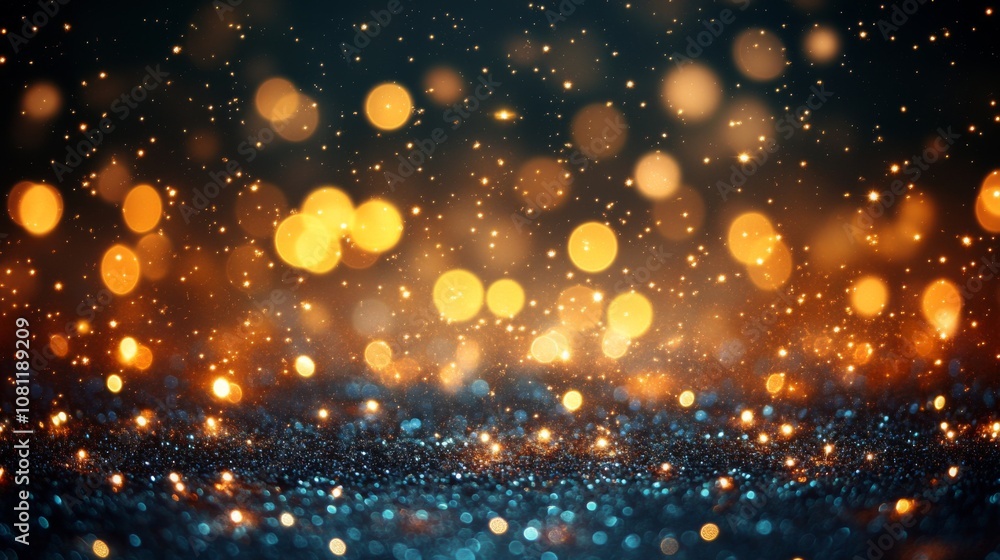 Abstract Blurred Background with Golden and Blue Glitter and Lights Abstract Blurred Background with Golden and Blue Glitter and Lights