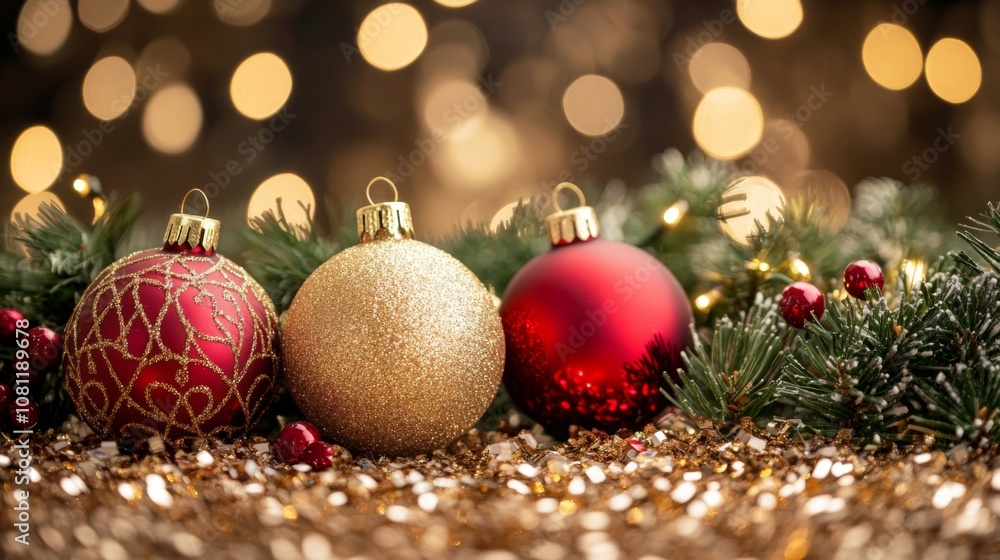 Festive Christmas Ornaments with Glitter and Lights Festive Christmas Ornaments with Glitter and Lights
