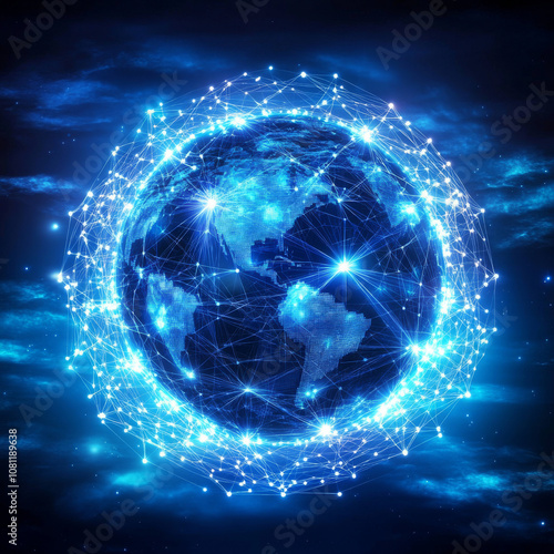 cloud technology concept Global network of metaverse systems exchange of information global business Megatrends on the Internet for Telecommunication	 photo