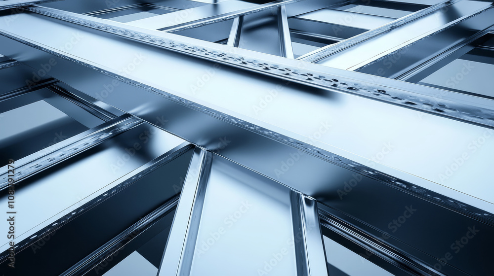 Metal intersecting beams creating geometric pattern. Abstract background. Metal bridge structures. Steel use for bridge construction. Metal intersecting beams creating geometric pattern. Abstract background. Metal bridge structures. Steel use for bridge construction.
