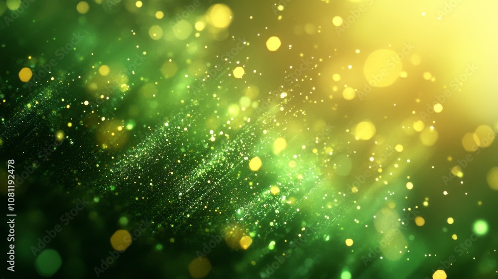 Abstract Green and Yellow Bokeh Background with Glimmering Lights Abstract Green and Yellow Bokeh Background with Glimmering Lights
