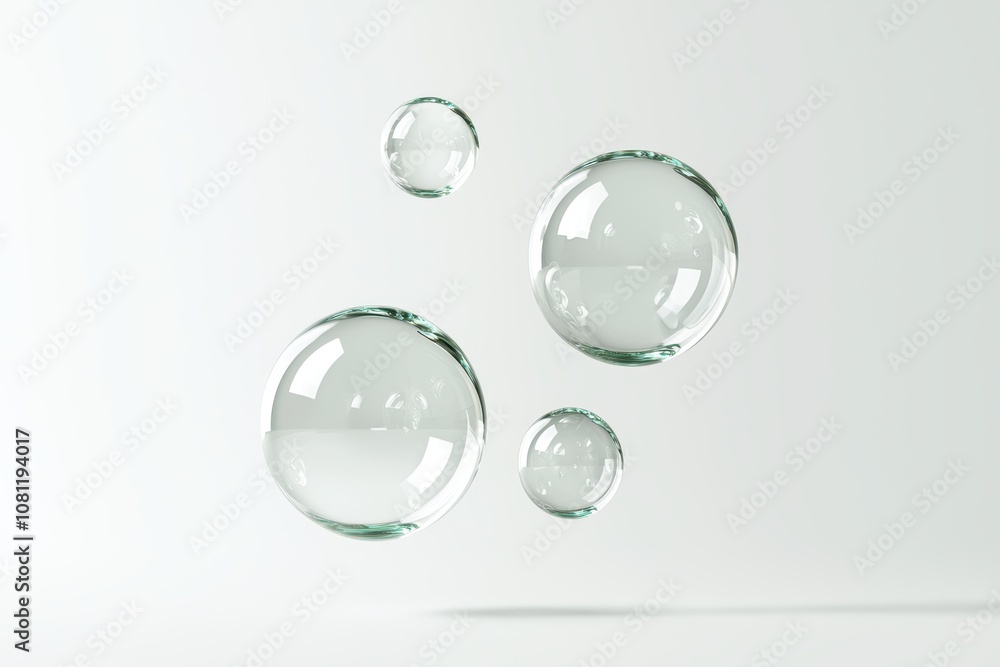 Transparent glass spheres floating in midair Transparent glass spheres floating in midair