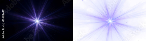 a bright, star-like light effect radiating from the center, on black or transparent alpha background