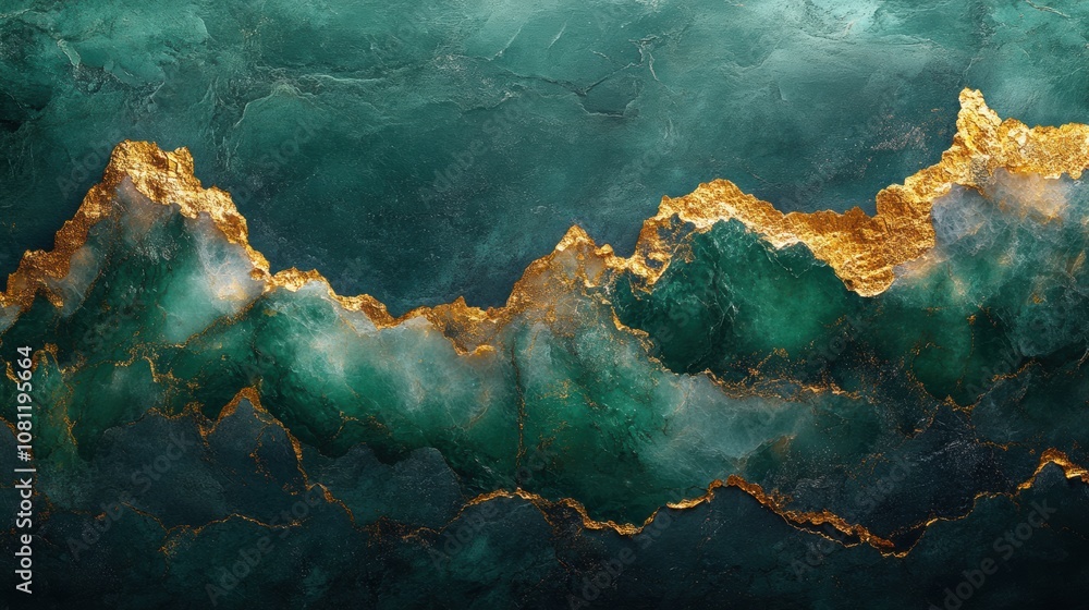 Emerald and Gold Abstract: A mesmerizing abstract art piece featuring a rich, textured emerald background with streaks of shimmering gold, creating a visually captivating and luxurious aesthetic. Emerald and Gold Abstract: A mesmerizing abstract art piece featuring a rich, textured emerald background with streaks of shimmering gold, creating a visually captivating and luxurious aesthetic.