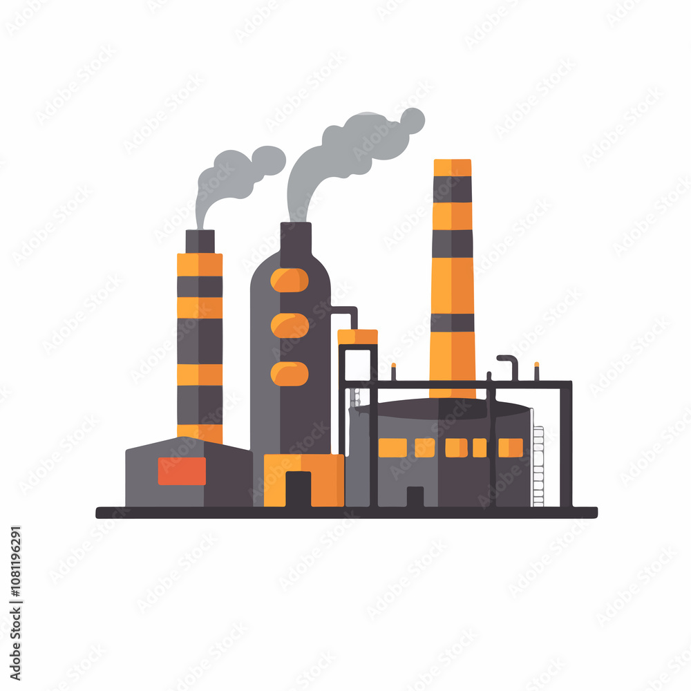 Obraz premium Factory Industry Design Flat Illustration