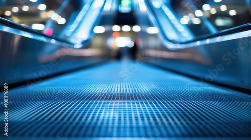 Wallpaper Mural Blue, blurred background of the airport floor with an escalator in focus. Torontodigital.ca