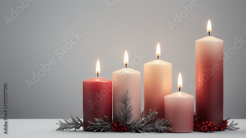 Elegant Minimalist Christmas Candle Arrangement with Warm Gradient Glow
