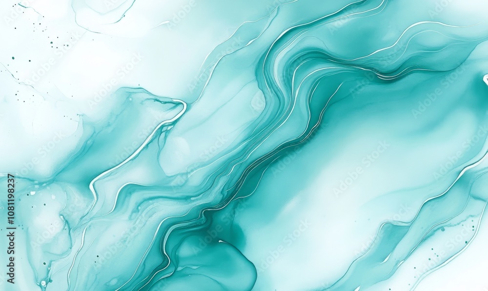 Pastel cyan mint liquid marble watercolor background with white lines and brush stains. Teal turquoise marbled alcohol ink drawing effect Pastel cyan mint liquid marble watercolor background with white lines and brush stains. Teal turquoise marbled alcohol ink drawing effect