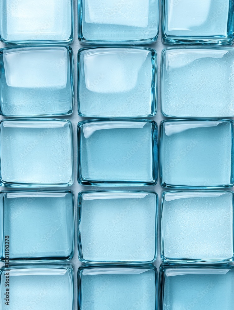 Translucent glass blocks in cool blue tones Translucent glass blocks in cool blue tones