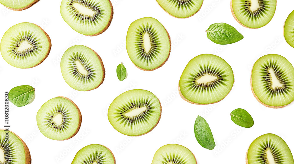 Fototapeta premium sliced kiwi fruits isolated on a transparent or white background