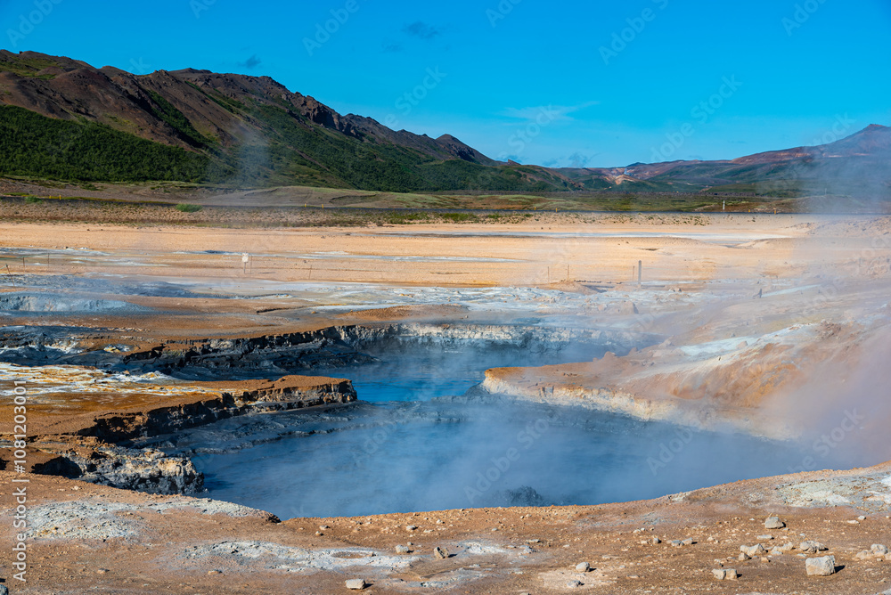 Namaskard, hot spring, volcanic, mud pools, in north Iceland Namaskard, hot spring, volcanic, mud pools, in north Iceland