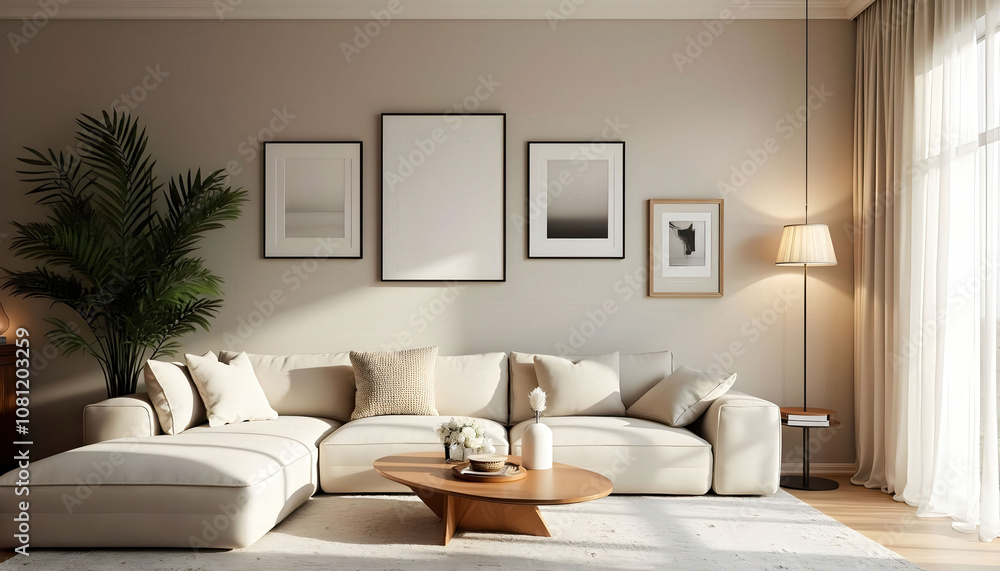 Fototapeta premium Dynamic images of virtual staging, showcasing how spaces can be transformed to attract buyers and help them envision living in the space