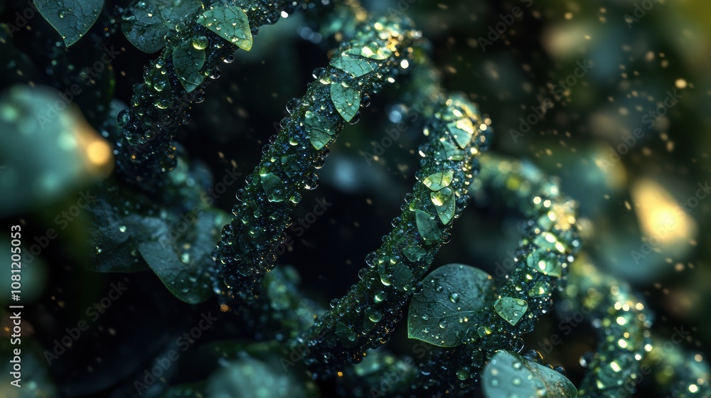 Emerald Dewdrops: Nature's Embrace Emerald Dewdrops: Nature's Embrace