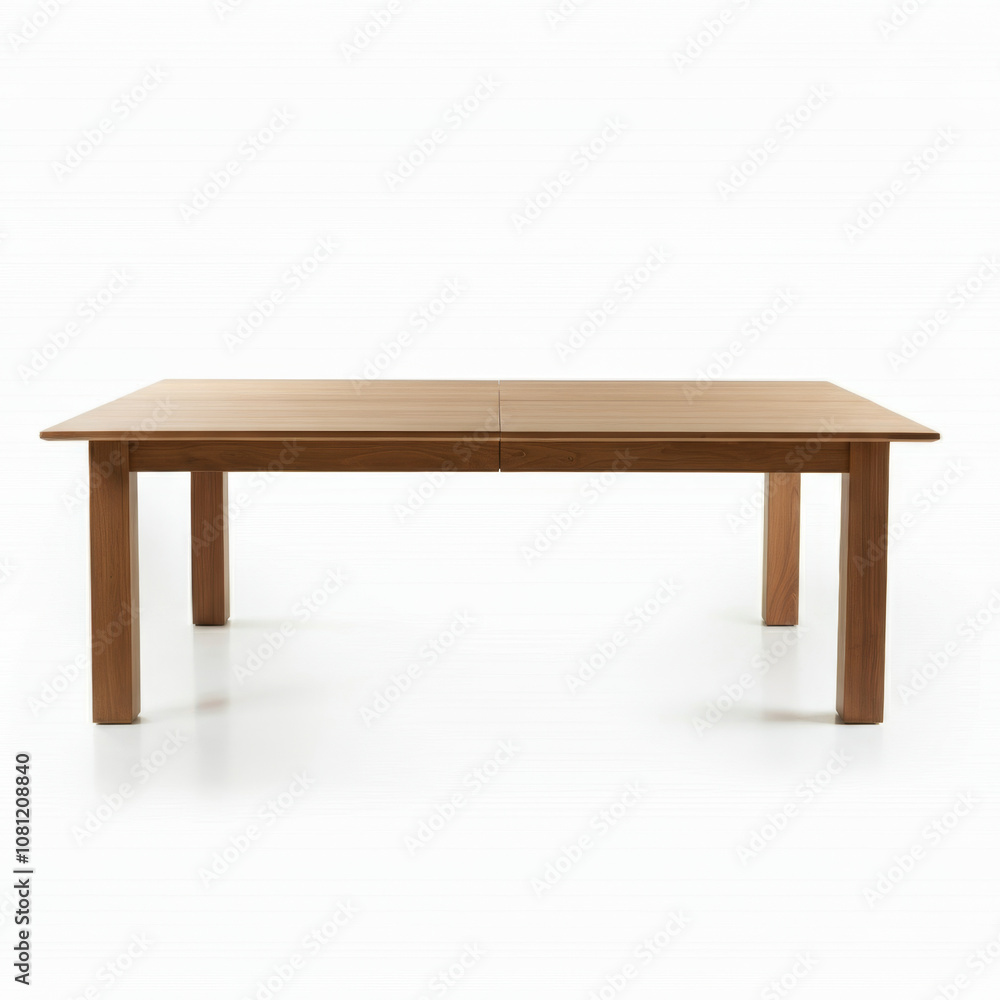 Minimalist wooden dining table on white background: simple and elegant design Minimalist wooden dining table on white background: simple and elegant design