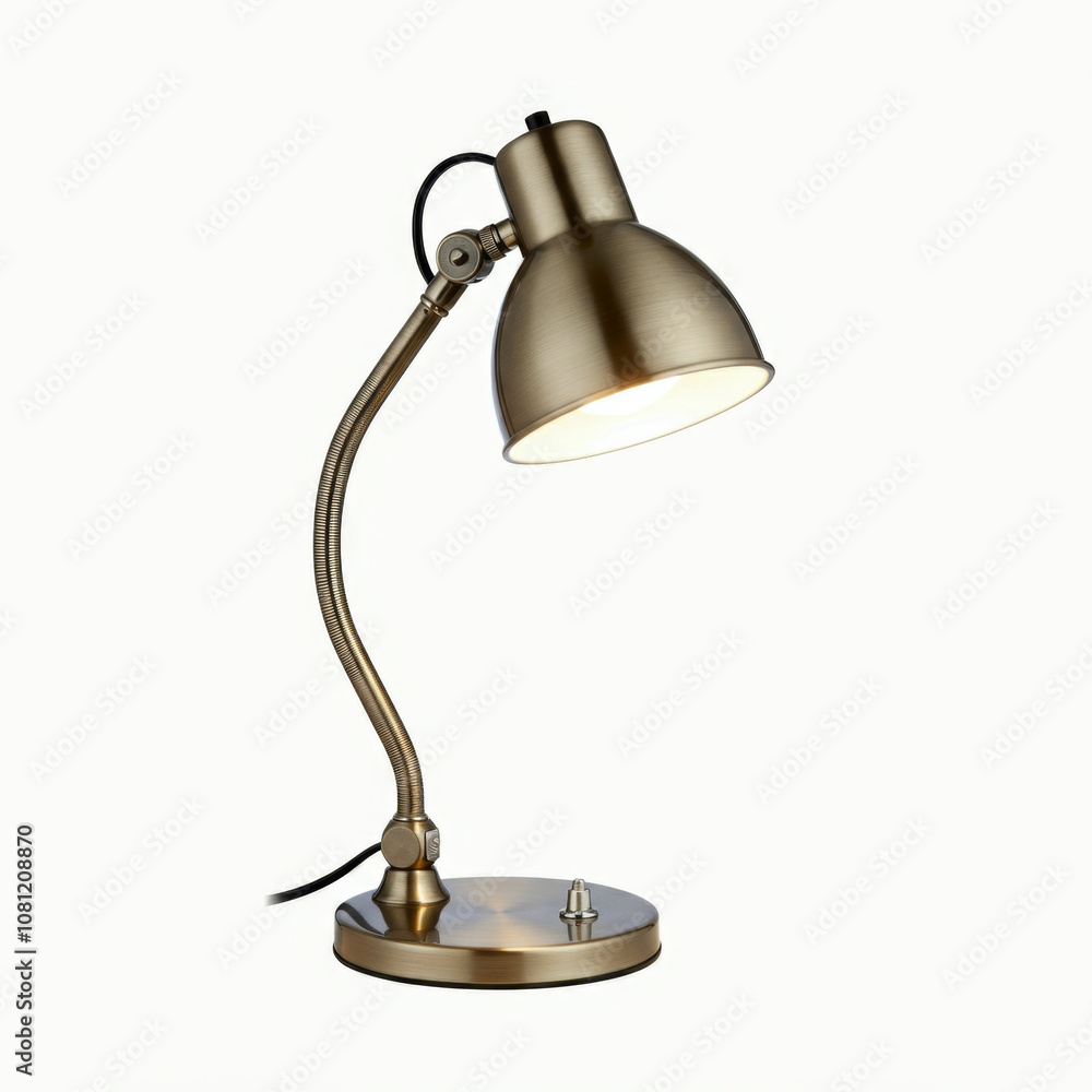 Elegant brass desk lamp with adjustable arm and minimalist design Elegant brass desk lamp with adjustable arm and minimalist design