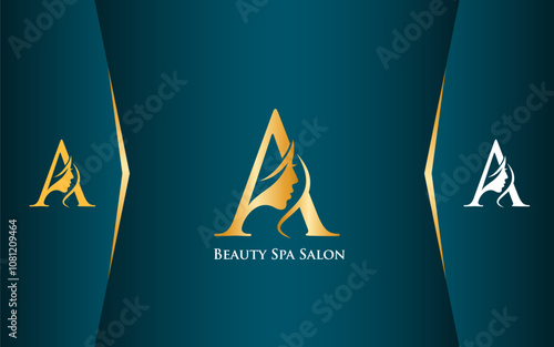 Letter A Beauty Spa and Salon Logo Luxury Color