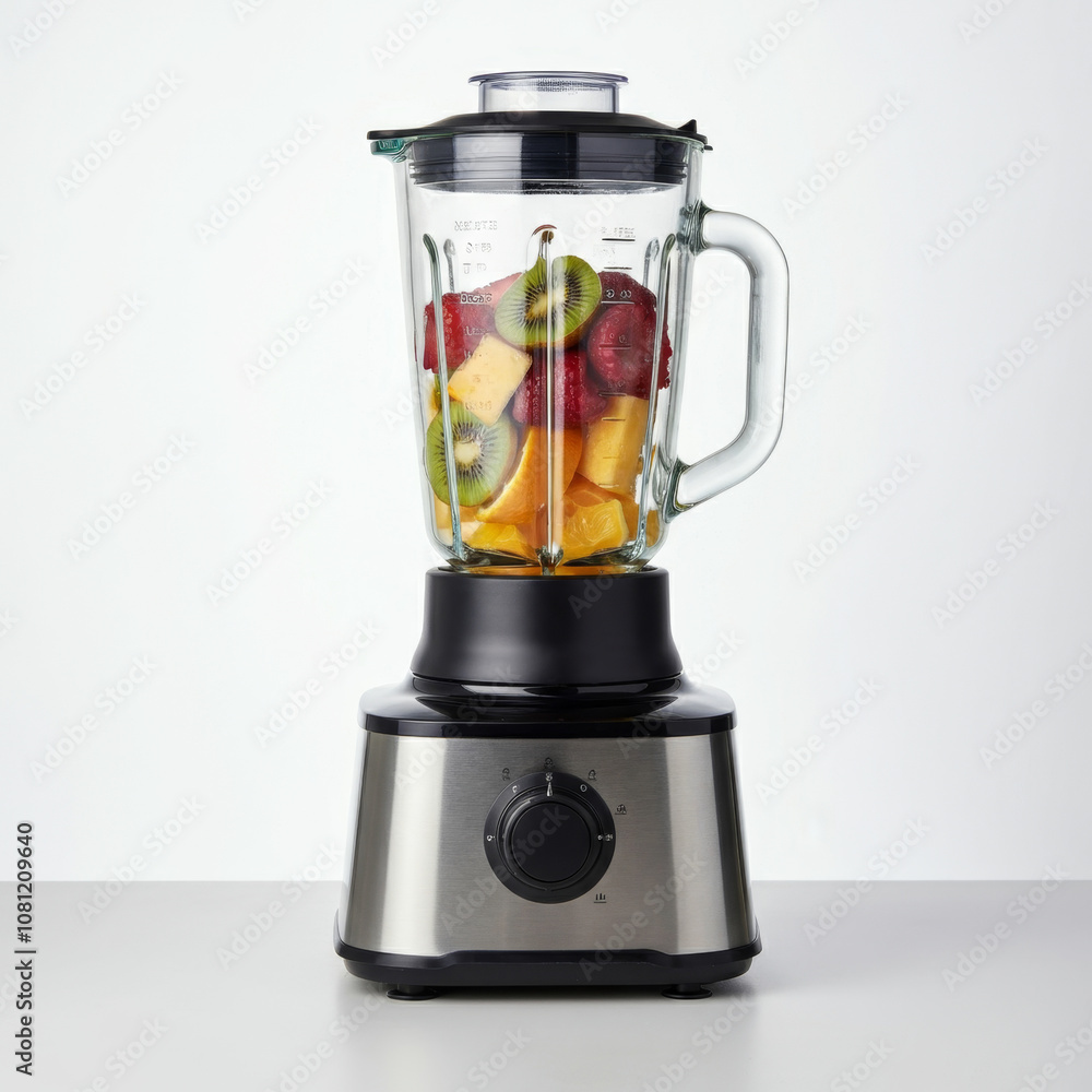 Fresh fruit smoothie preparation in modern blender Fresh fruit smoothie preparation in modern blender