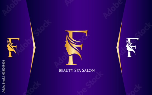 Letter F Beauty Spa and Salon Logo Luxury Color