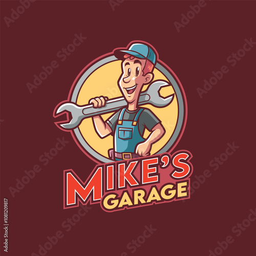 Cartoon Mechanic Mascot Logo