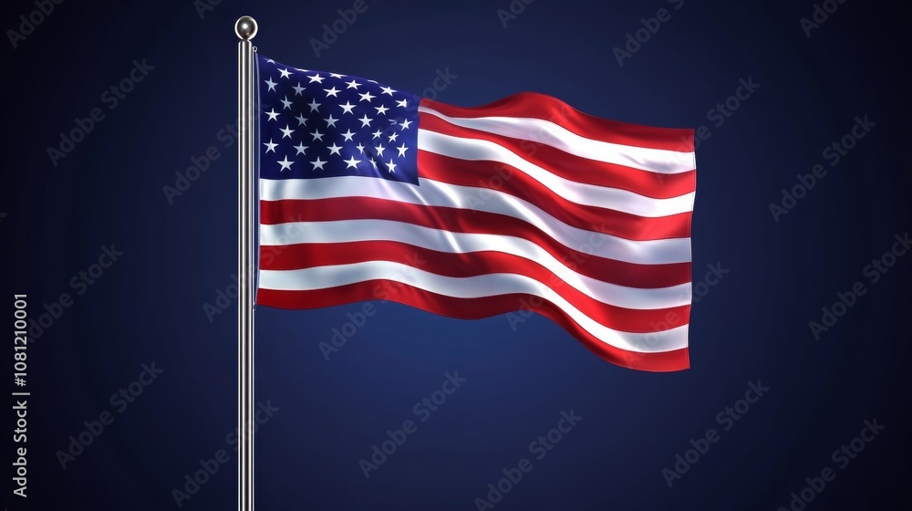 illustration of united states flag on blue background and copy space illustration of united states flag on blue background and copy space