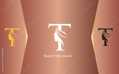 Letter T Beauty Spa and Salon Logo Luxury Color
