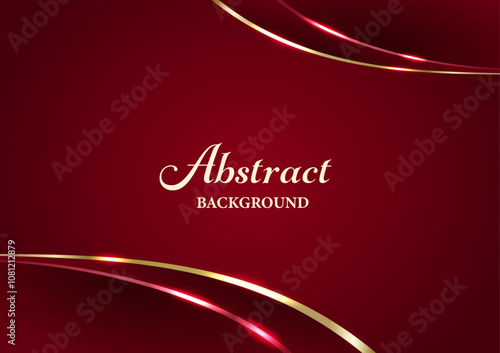 赤のエレガントな背景フレーム素材 (バック　背景　フレーム　バナー　カード　エレガント　ラグジュアリー　クリスマス)