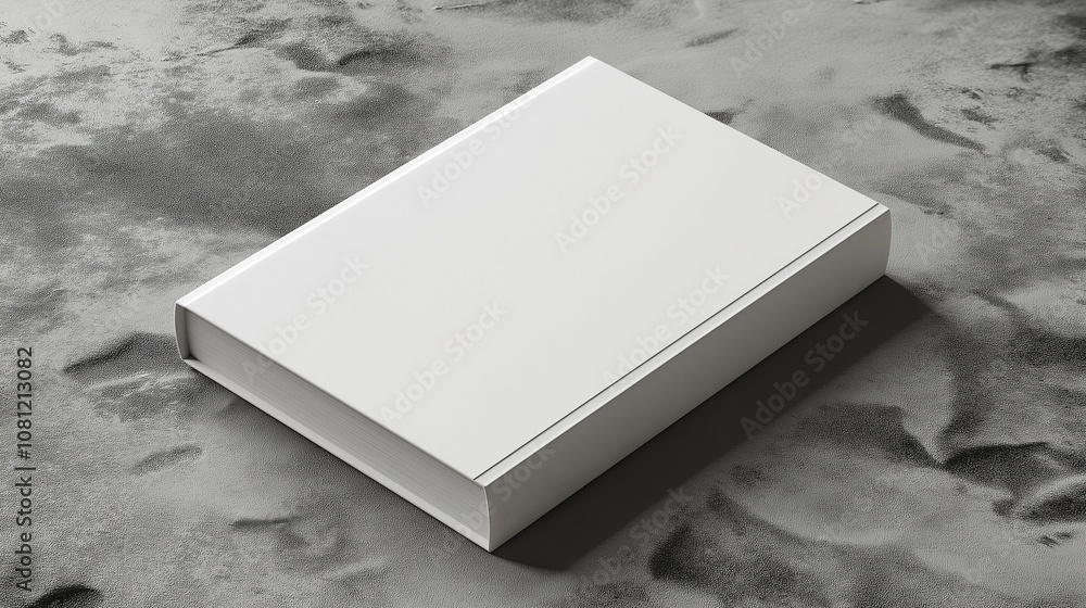 Fototapeta premium white, rectangular box lies on a gray textured surface