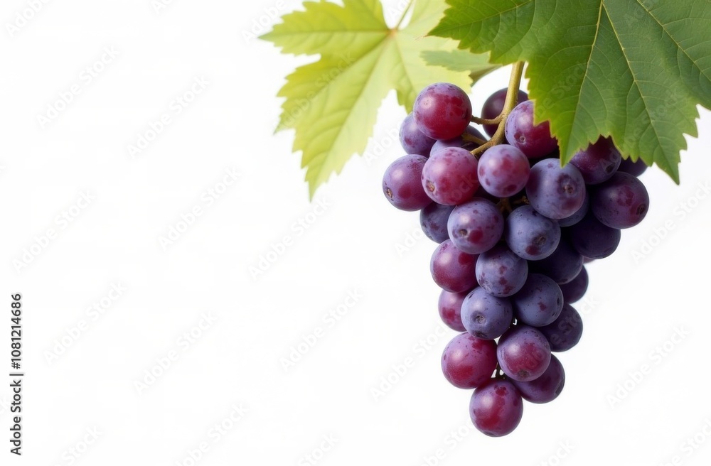 Obraz premium Bunch of purple grapes on white background