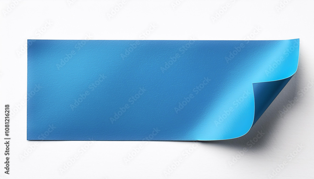 Blue paper sticker on a white Blue paper sticker on a white