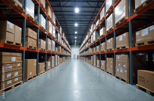 Warehouse with boxes and goods background