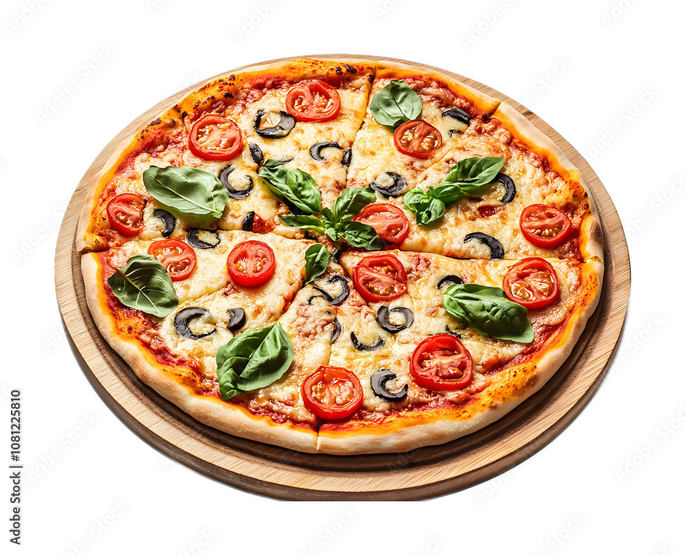 Vegetarian pizza on a transparent background. isolated background. Vegetarian pizza on a transparent background. isolated background.