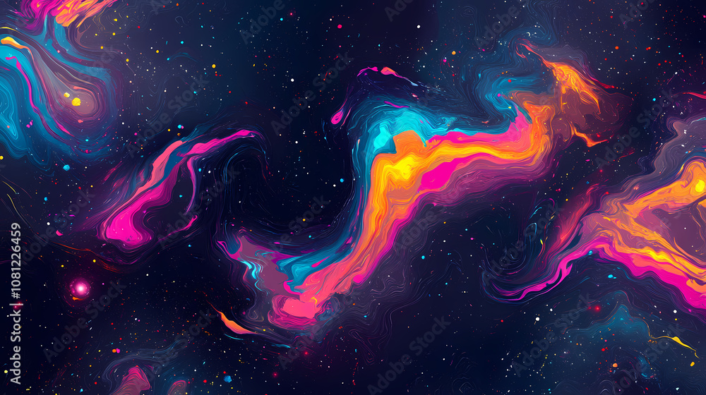 Massive black hole with vibrant neon lights in space. Enigma. Illustration Massive black hole with vibrant neon lights in space. Enigma. Illustration