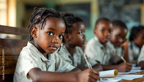 Children attending school under challenging conditions, illustrating the struggle for quality education and the barriers they face in accessing learning