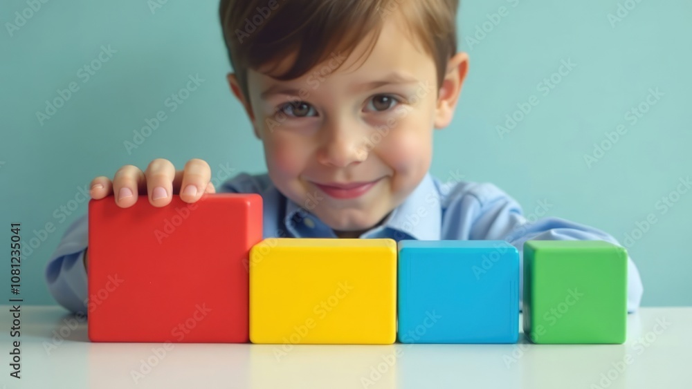 A smiling young boy plays with colorful building blocks, representing the potential and development of children with autism. Concept of autism potential. World autism awareness day
A smiling young boy plays with colorful building blocks, representing the potential and development of children with autism. Concept of autism potential. World autism awareness day