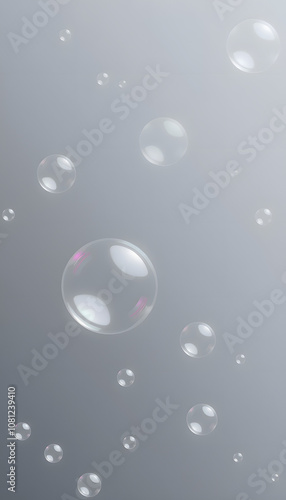 Wallpaper Mural Transparent soap bubble pattern on a gray wallpaper background, dinamic scene Torontodigital.ca
